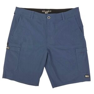 Pelagic High Performance Fishing Shorts Mens 36 Blue Hybrid Cargo Quick Dry Tech